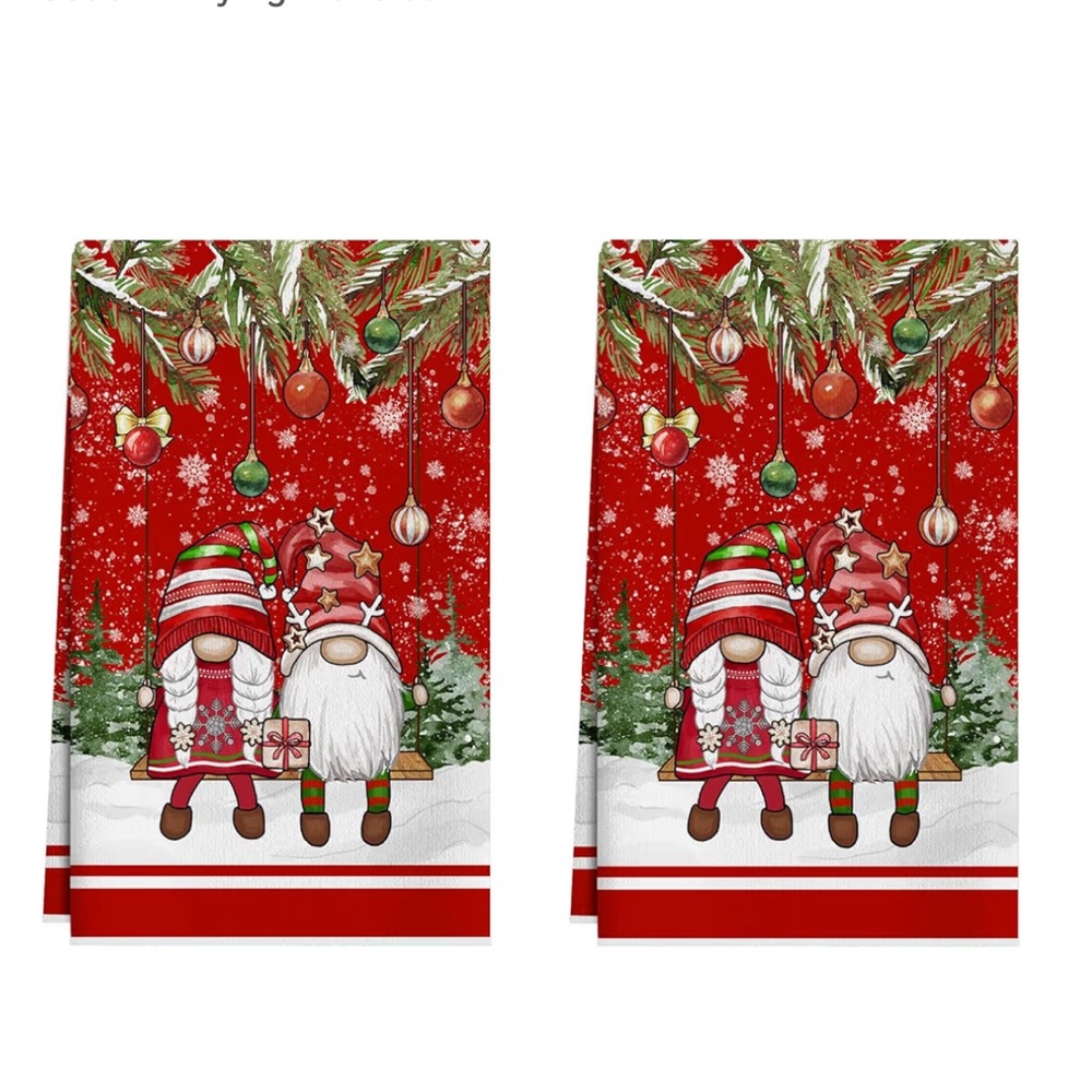 Christmas Gnome Microfiber Kitchen Towels (2-pack)